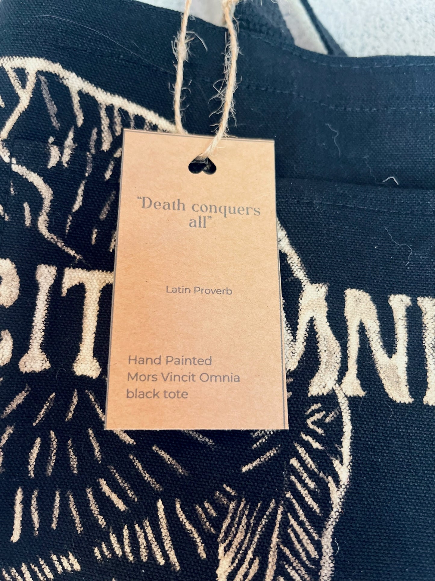 Mors Vincit Omnia Tote Bag - iambabyhands