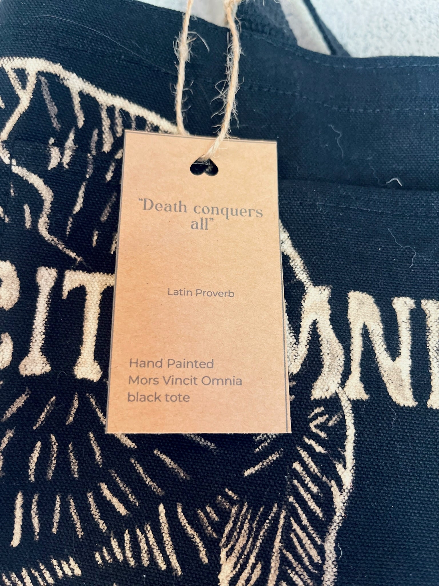 Mors Vincit Omnia Tote Bag - iambabyhands