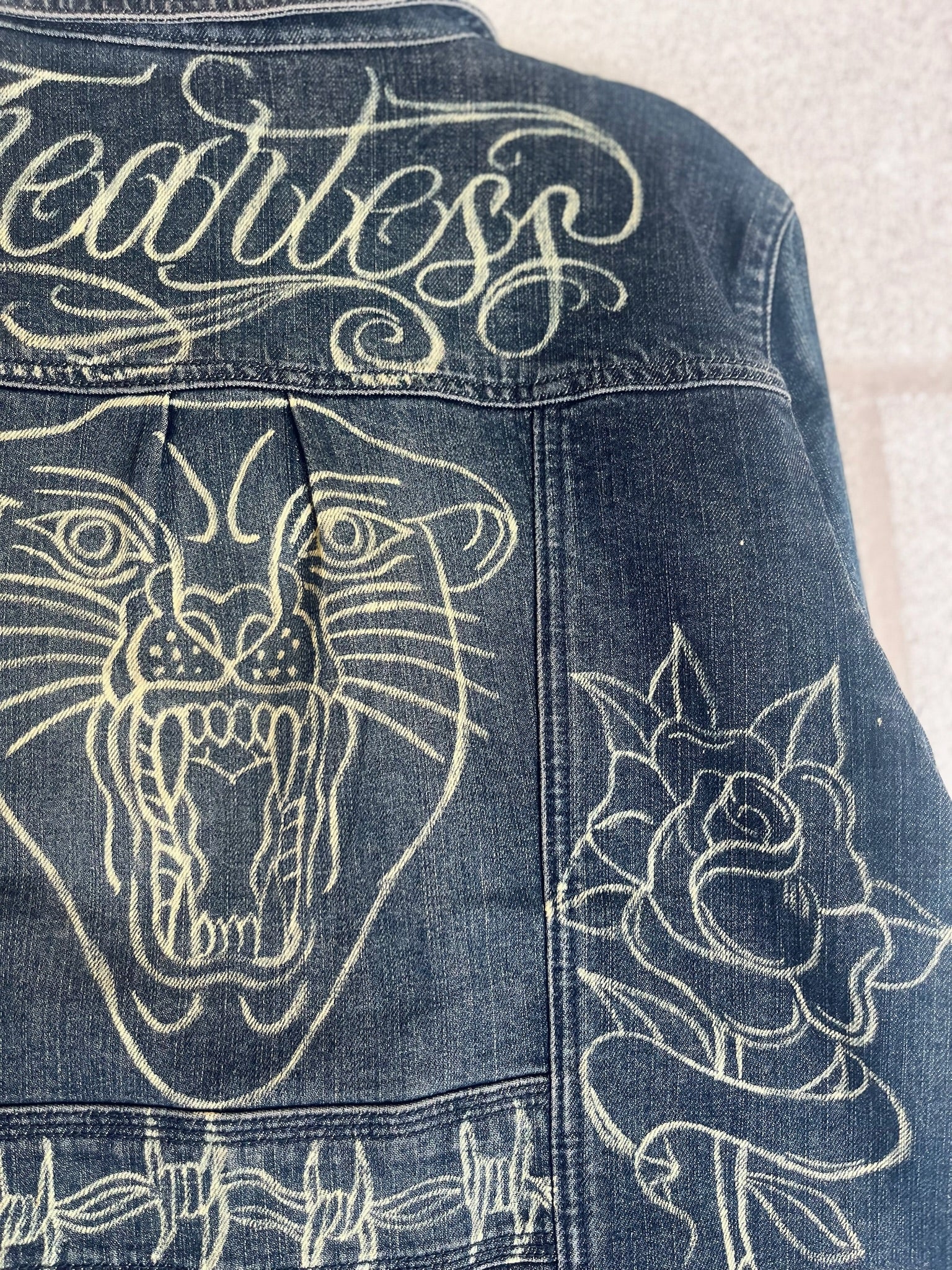 Thrifted Tattoo Danim Jacket - iambabyhands
